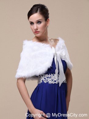 Rabbit Fur Special Occasion / Wedding Shawl In Ivory With Off The Shoulder